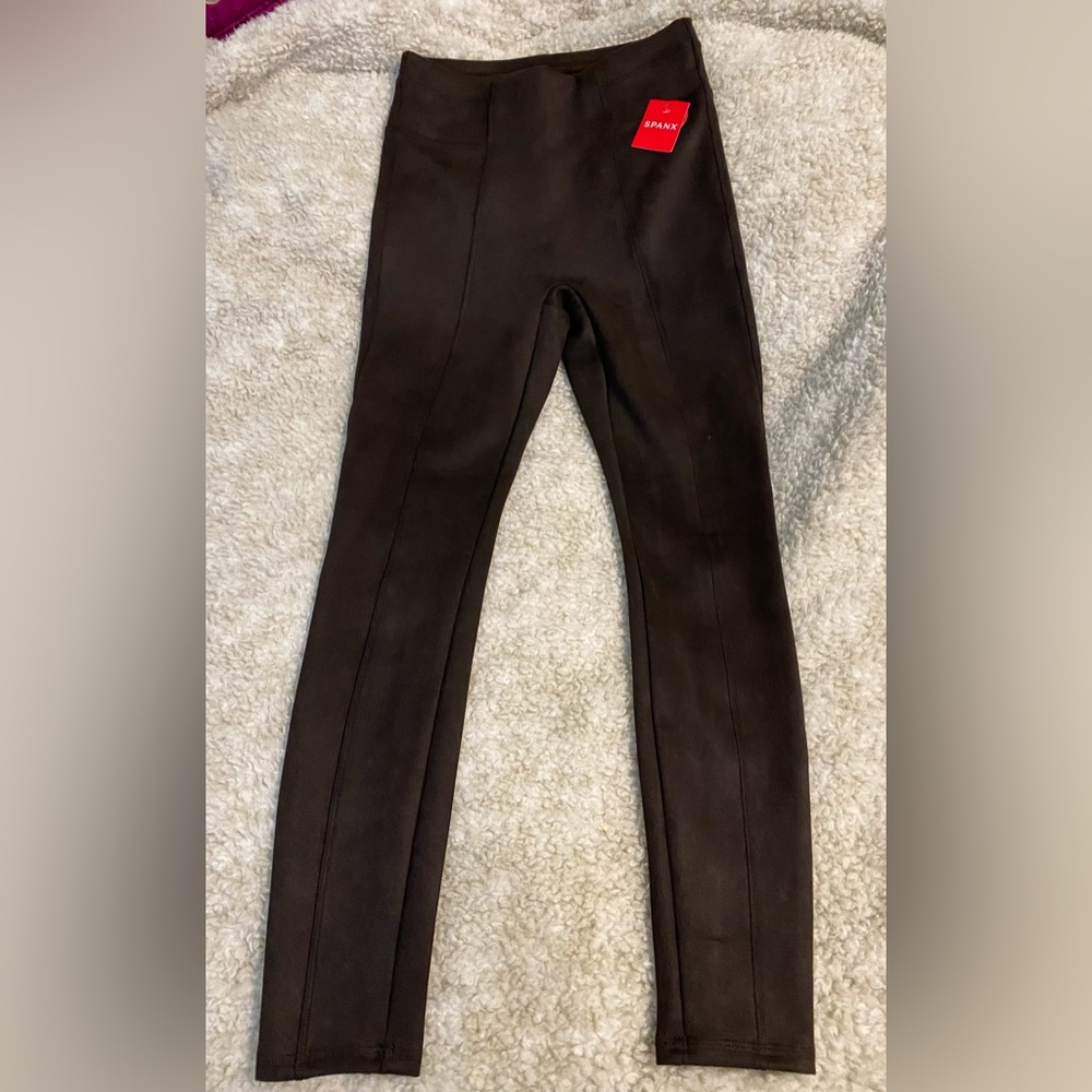 SPANX NWOT Dark Brown Faux Suede  Leggings Sz Small